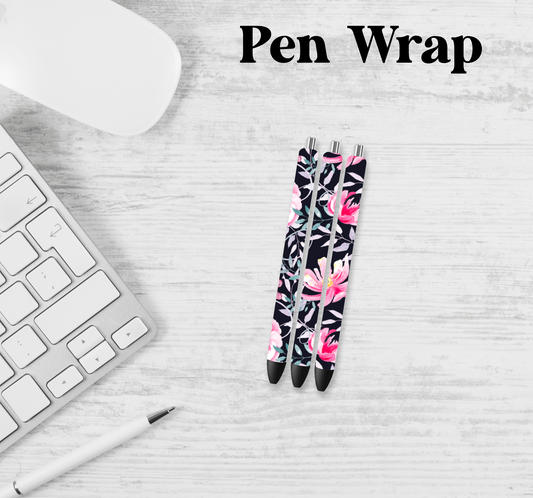 Pink Vine Floral Pen Wrap Transfer
