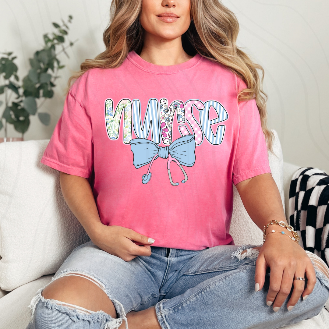 Preppy Nurse Floral Transfer