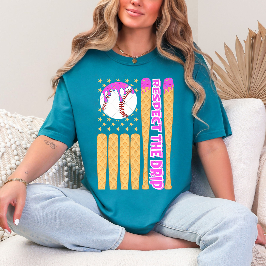 Respect The Drip Baseball Flag Transfer