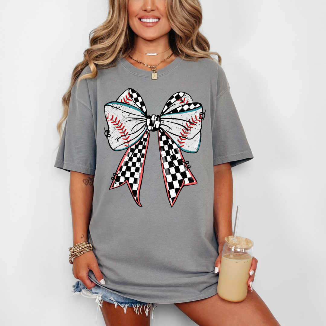 Retro Baseball Bow Transfer