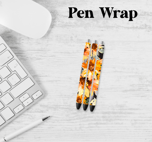 Rustic Sunflower Pen Wrap Transfer