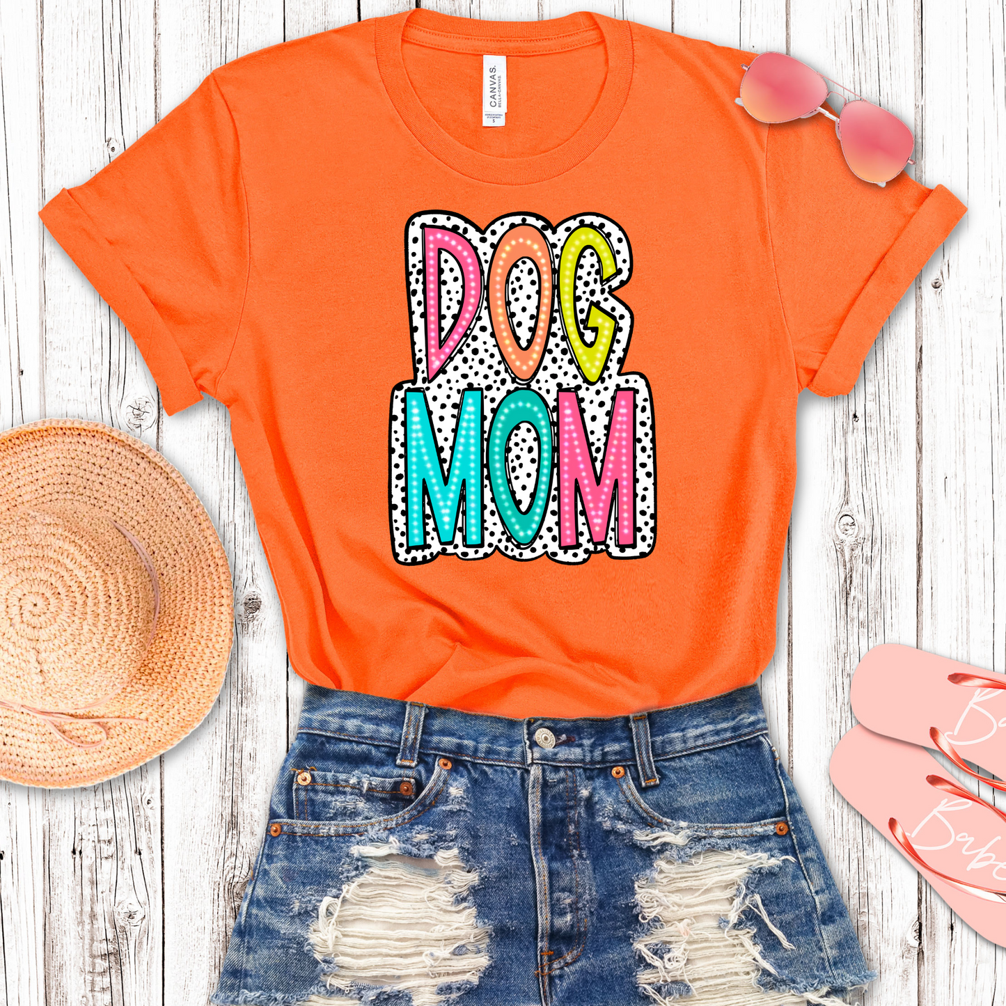 Dog Mom Neon Dots Transfer