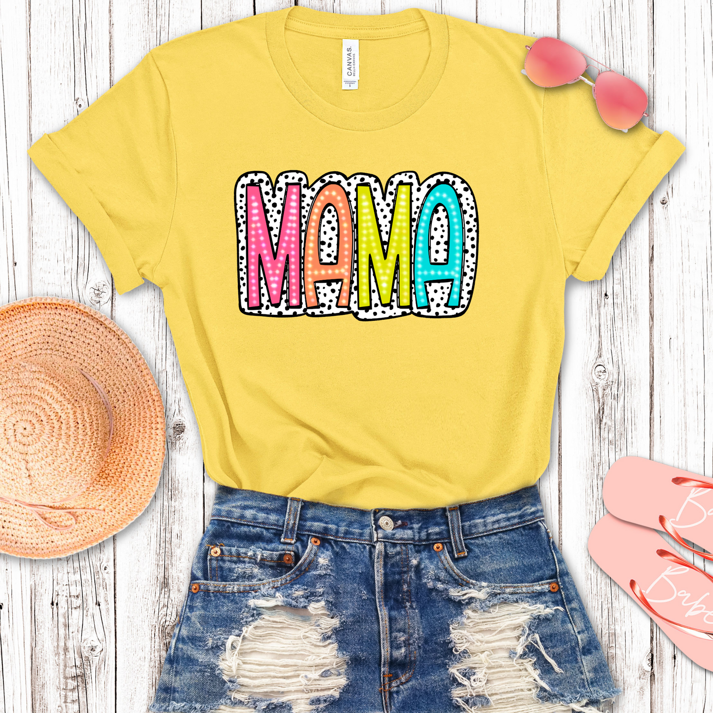 Mama Neon Dots Transfer