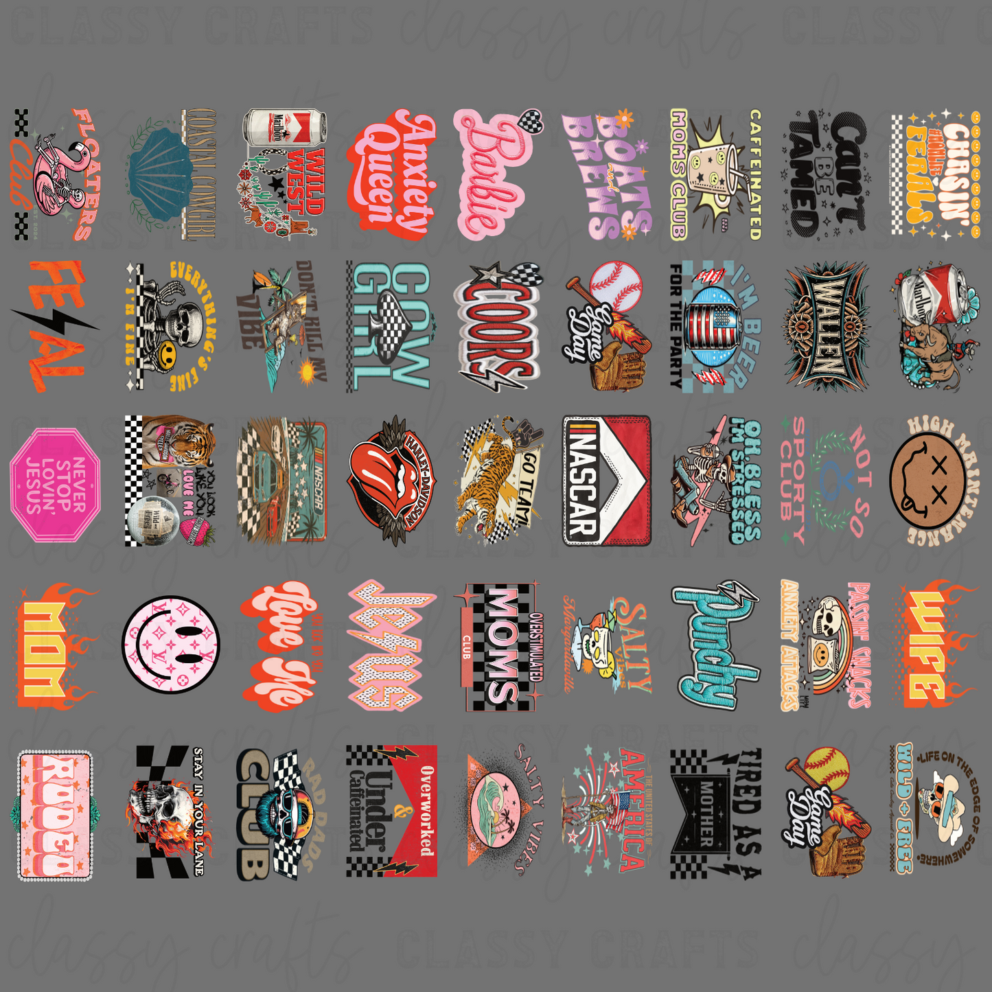 Retro Hat Patches - 30x24 - PREMADE GANG SHEET