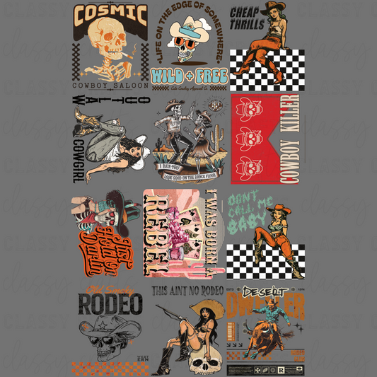 Grunge Outlaw - 30x48 - PREMADE GANG SHEET