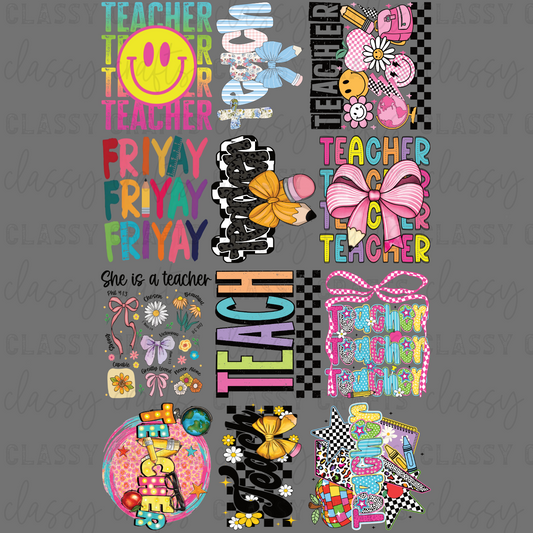 Colorful Teacher - 30x48 - PREMADE GANG SHEET