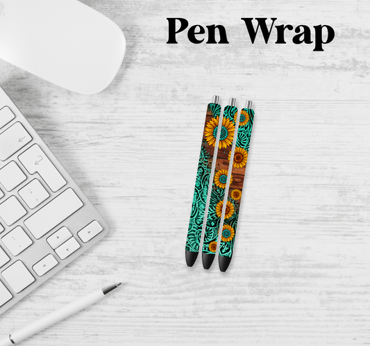 Western Sunflower Pen Wrap Transfer