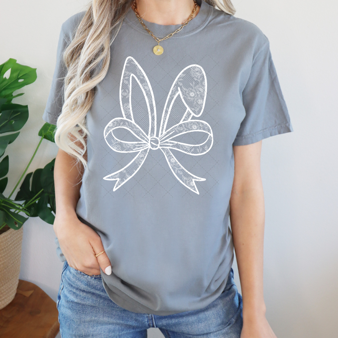 White Lace Bunny Transfer