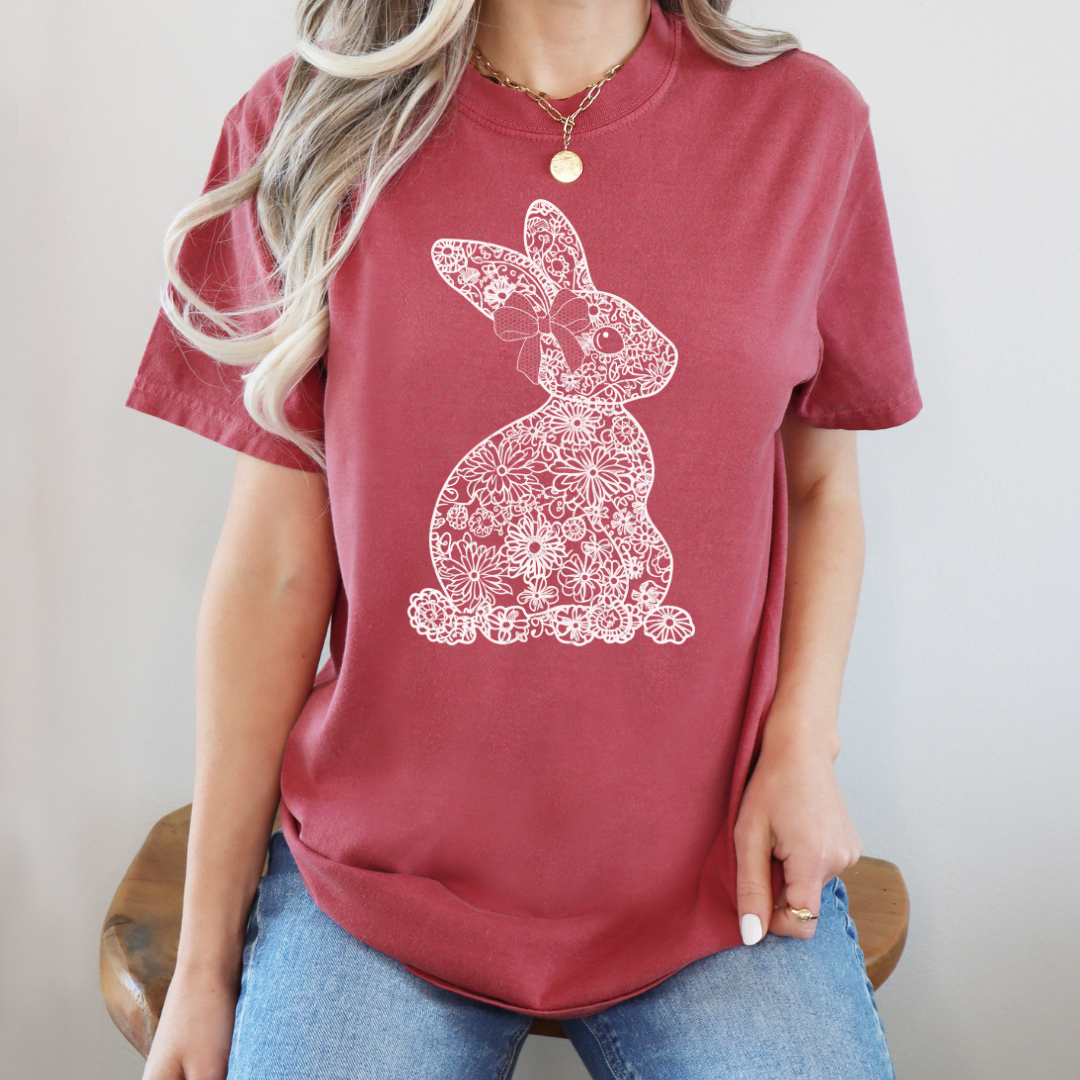 White Lace Easter Bunny Transfer