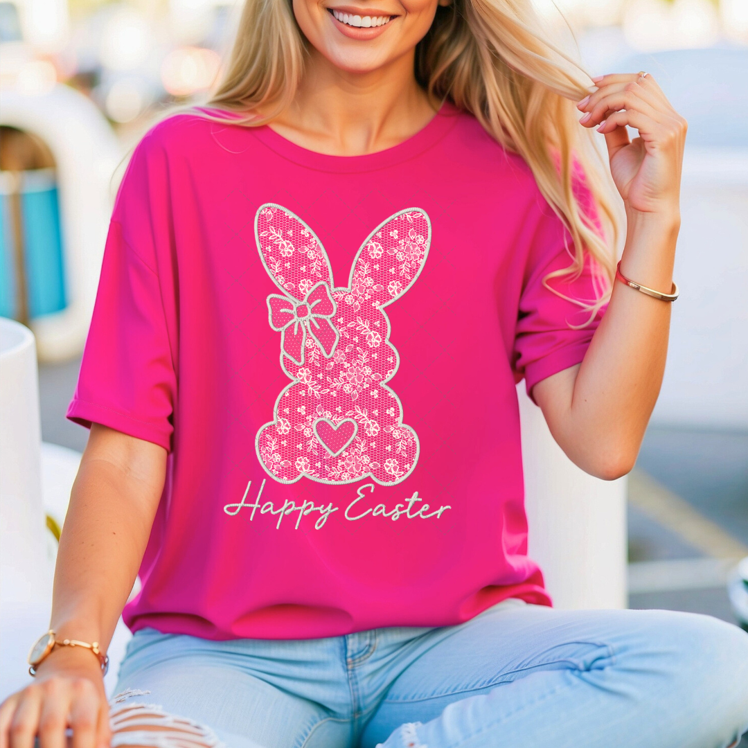White Lace Happy Easter Transfer