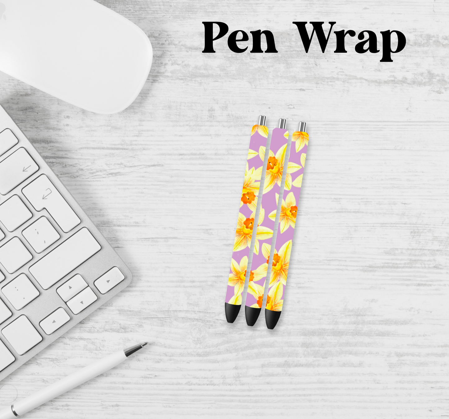 Yellow And Purple Floral Pen Wrap Transfer