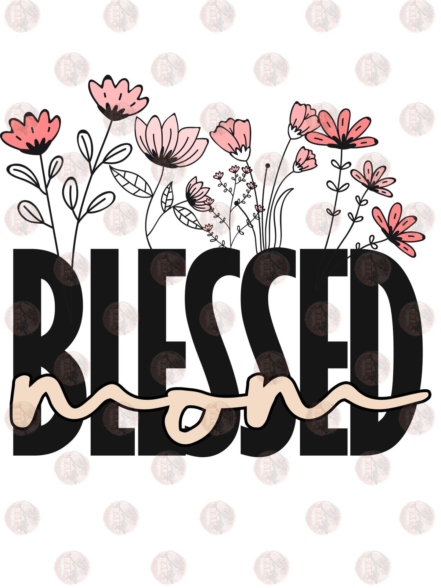 BLESSED Mom Floral Transfer