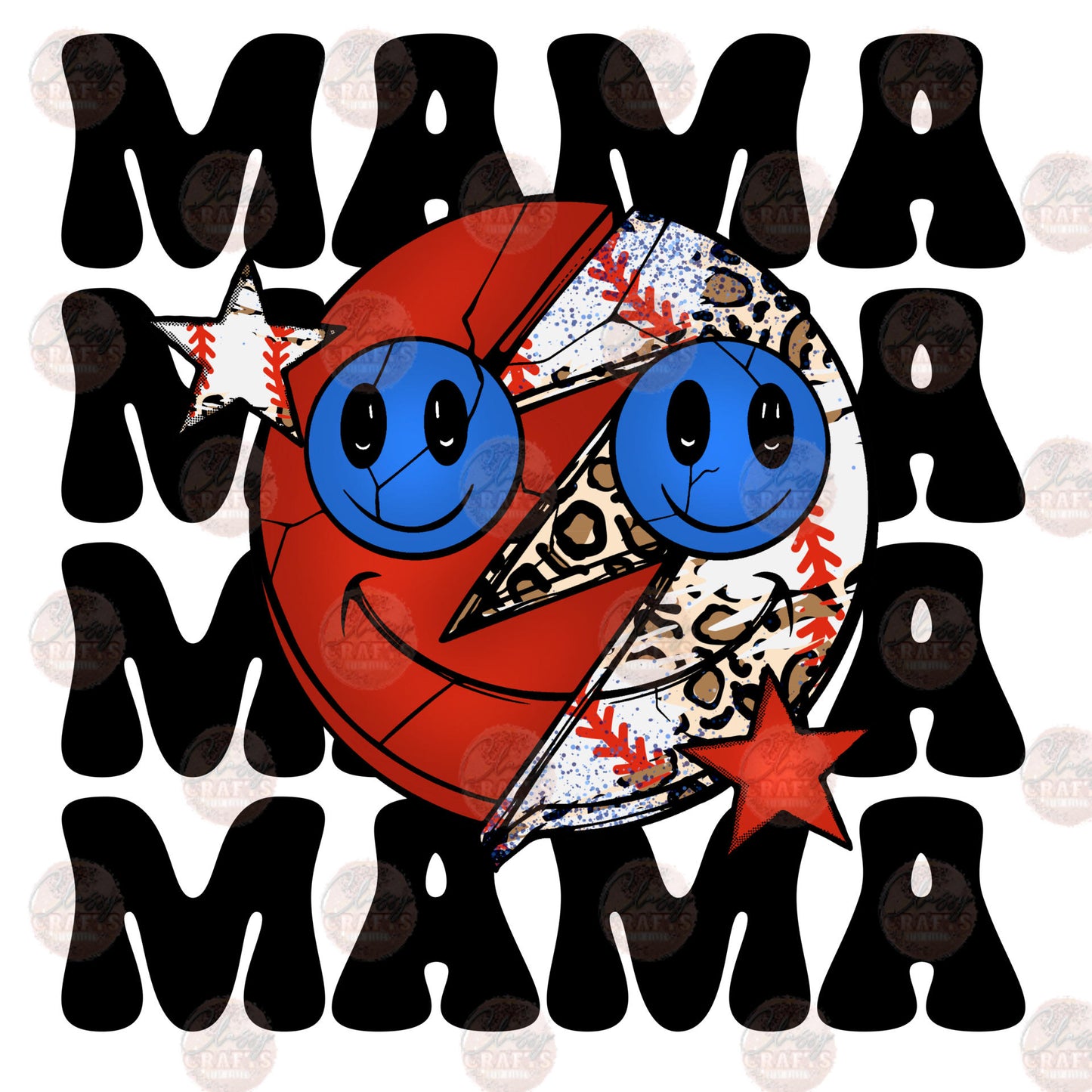 Baseball Smiley Mama 1 Transfer