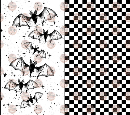 Bat and Checkered White Tumbler Wrap