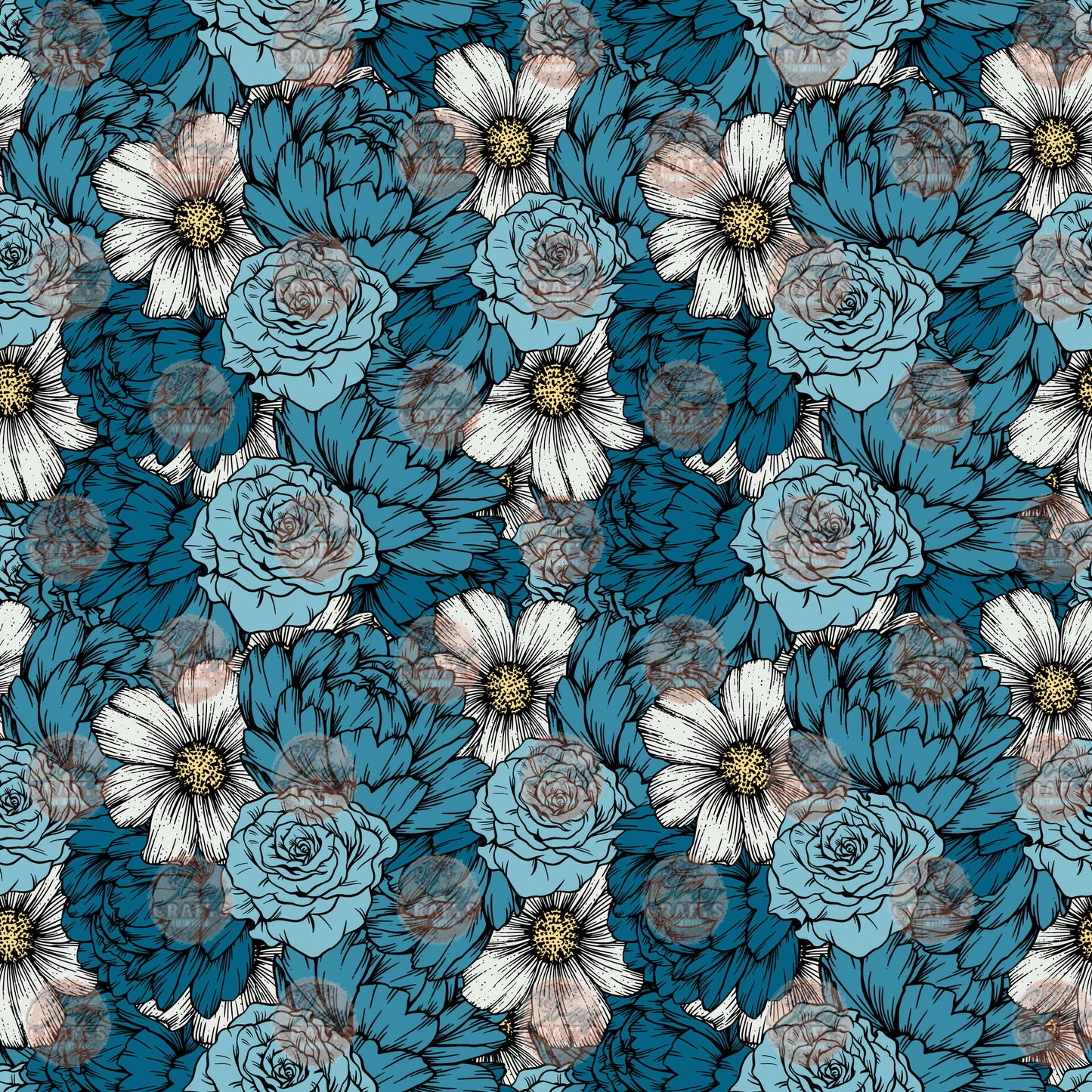 Blue Floral 2 Seamless Wrap