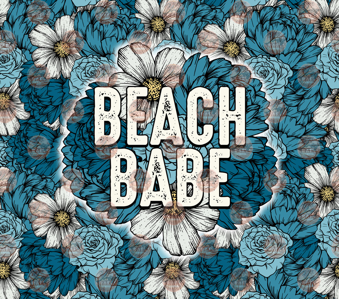 Blue Floral Beach Babe Tumbler Wrap