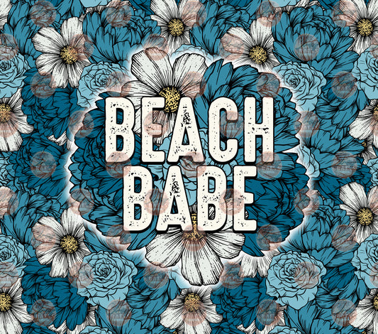 Blue Floral Beach Babe Tumbler Wrap