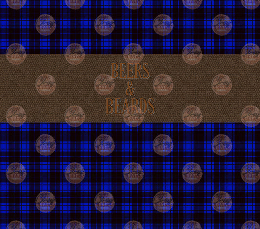 Blue Plaid Beers and Beards Tumbler Wrap