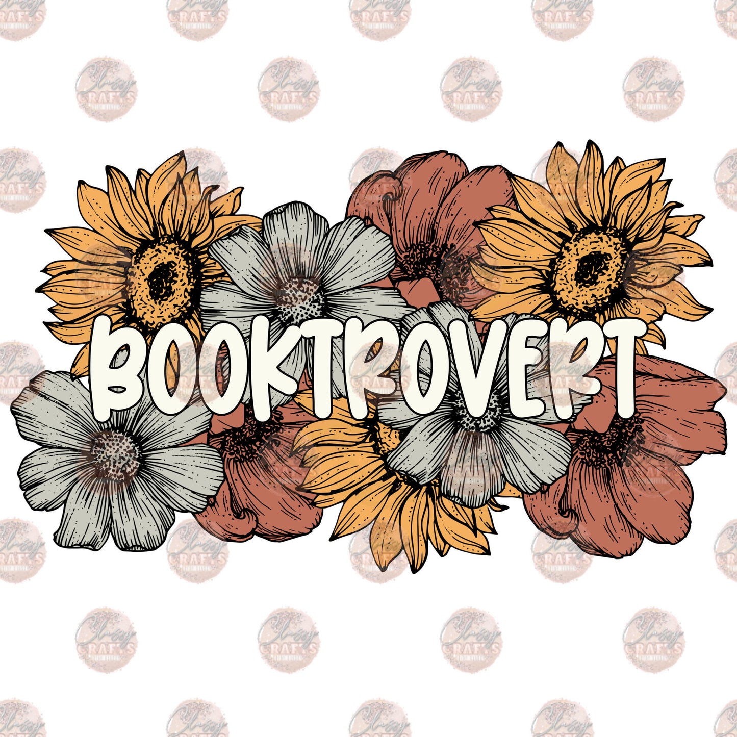 Booktrovert Boho Floral Transfer