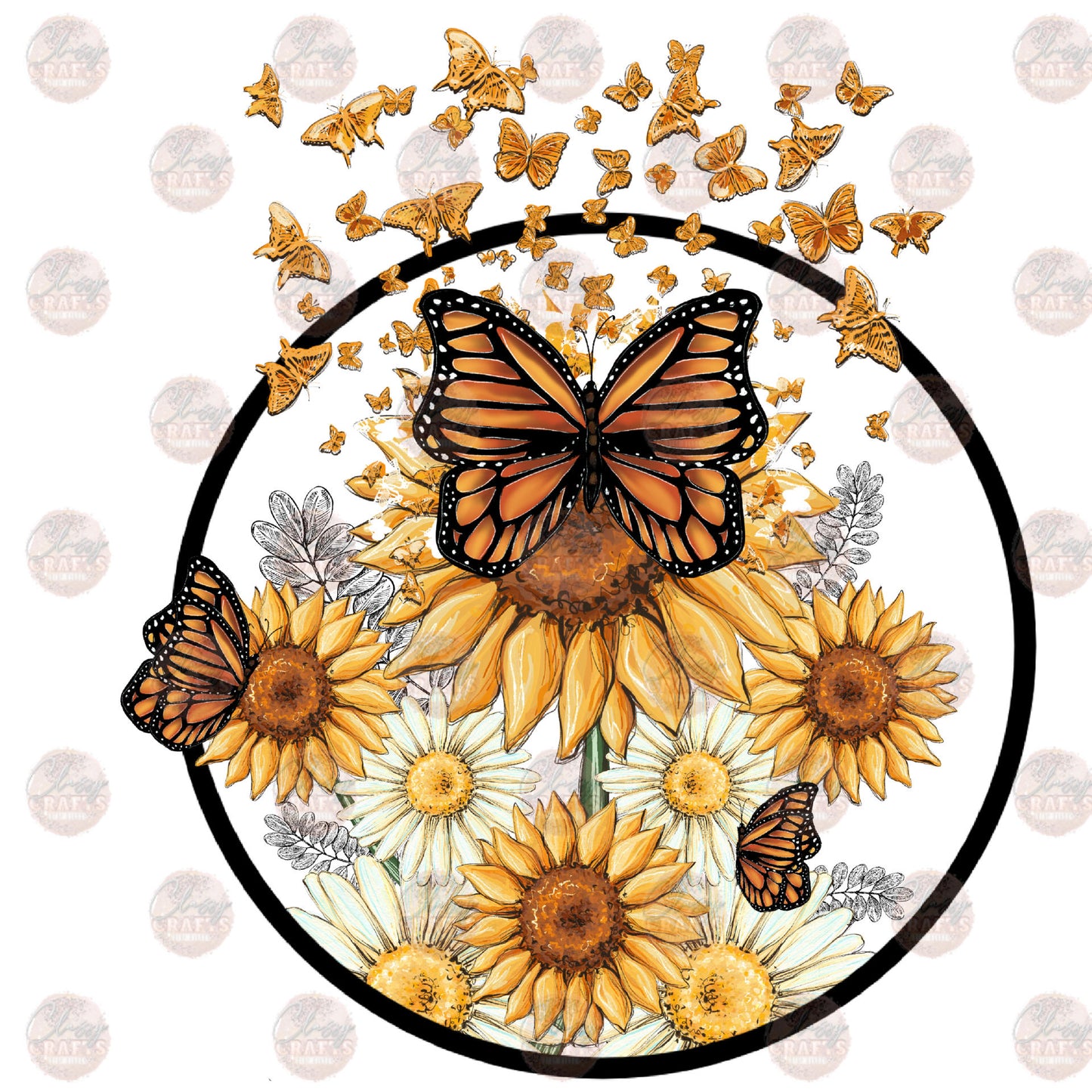 Butterfly's Sunflowers Transfer