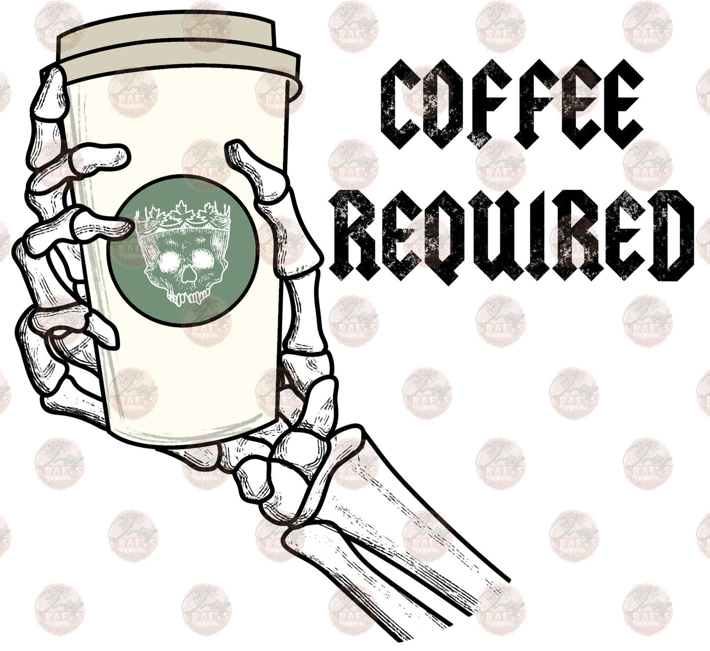 Coffee Required Skellie Hand Transfer