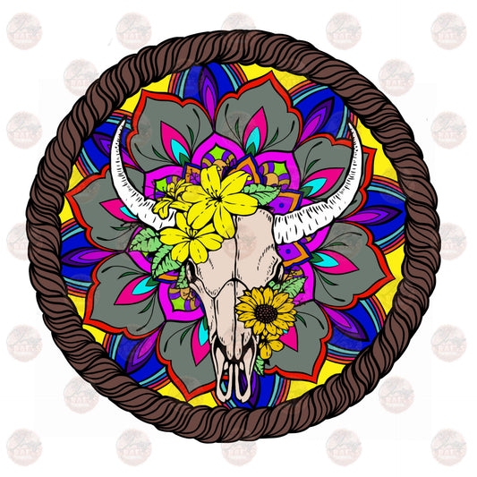 Colorful Boho Bull Skull Transfer
