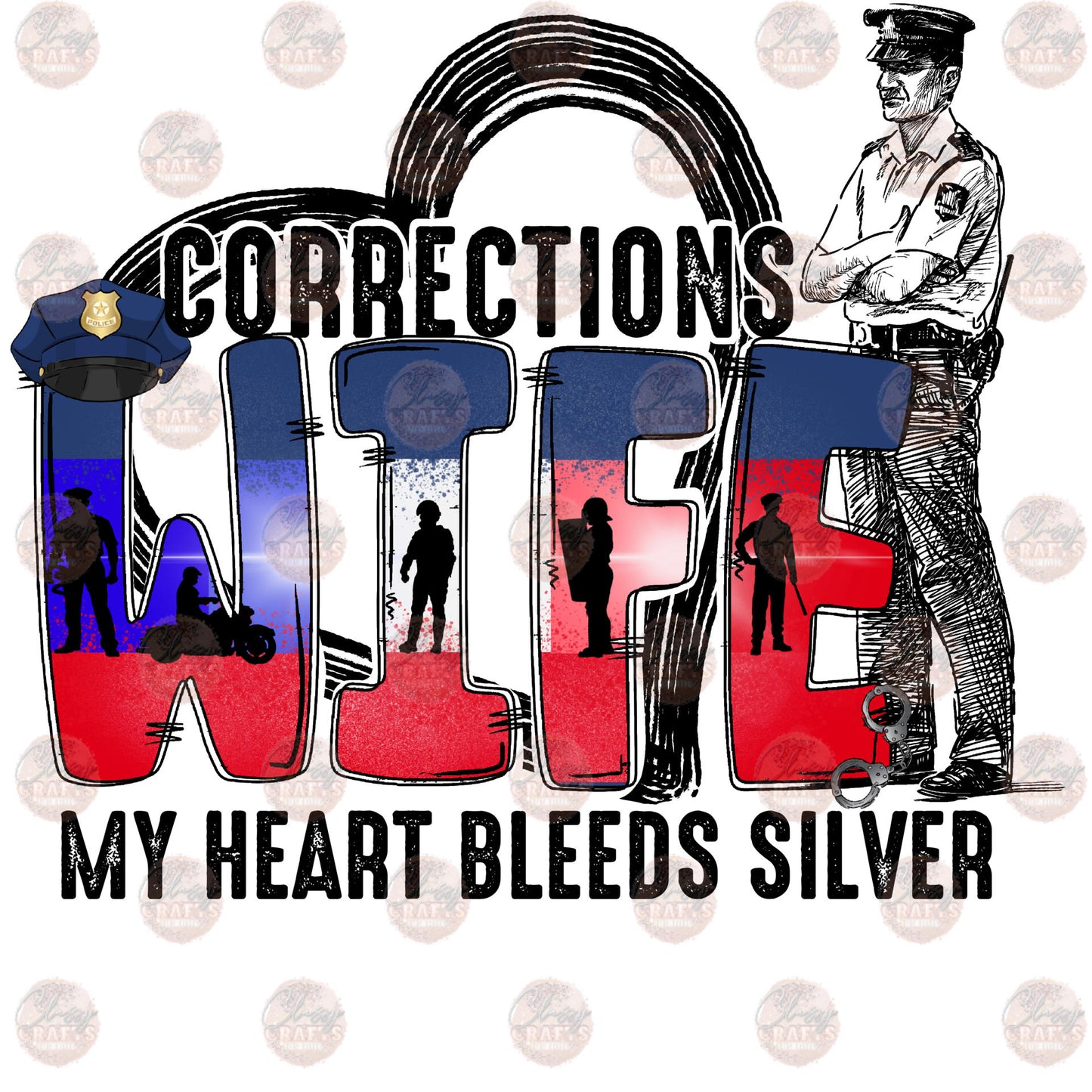 Corrections Wife Red White Blue Transfer
