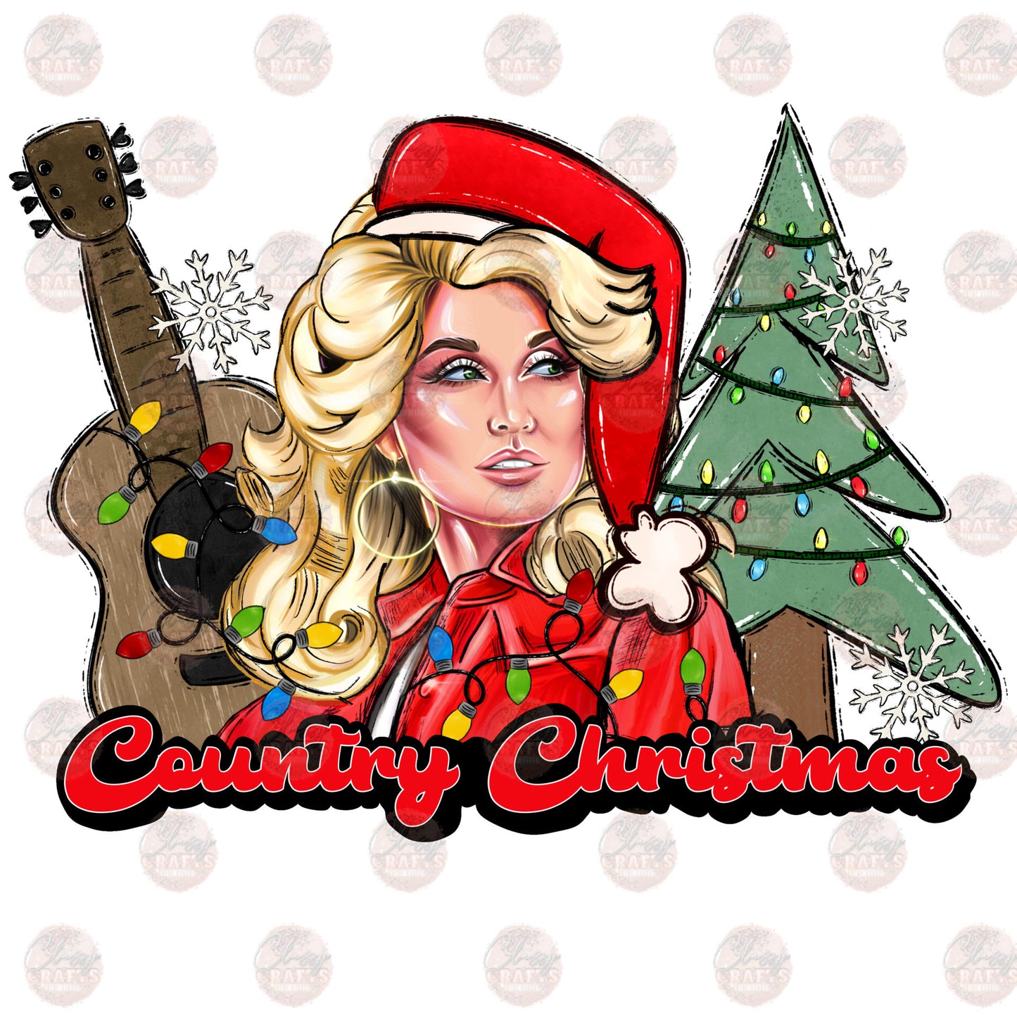 Country Christmas Lady Transfer