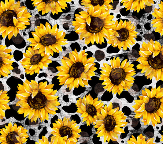 Cow Print Sunflower Tumbler Wrap
