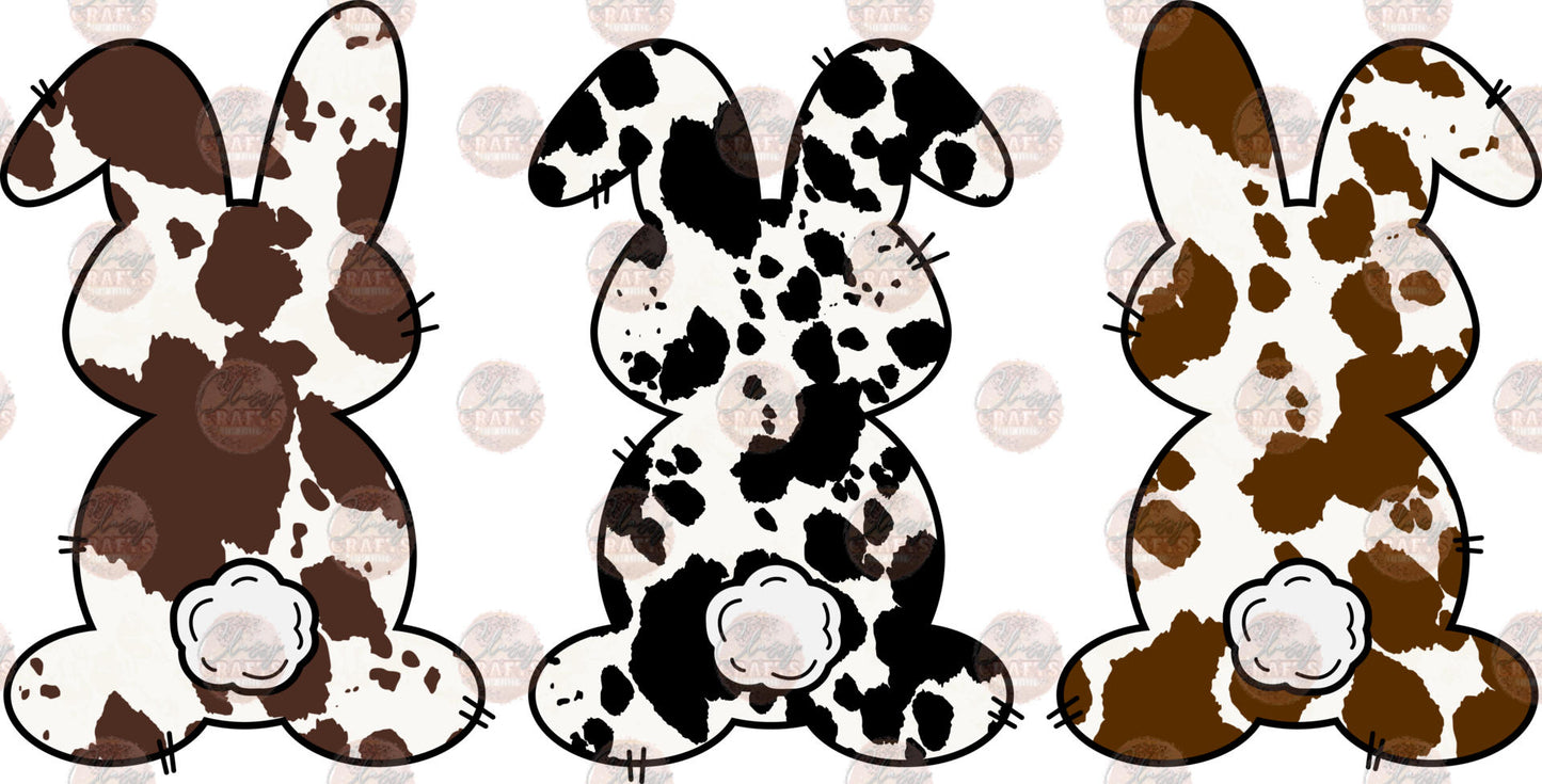 Cowhide Bunny Trio Transfer