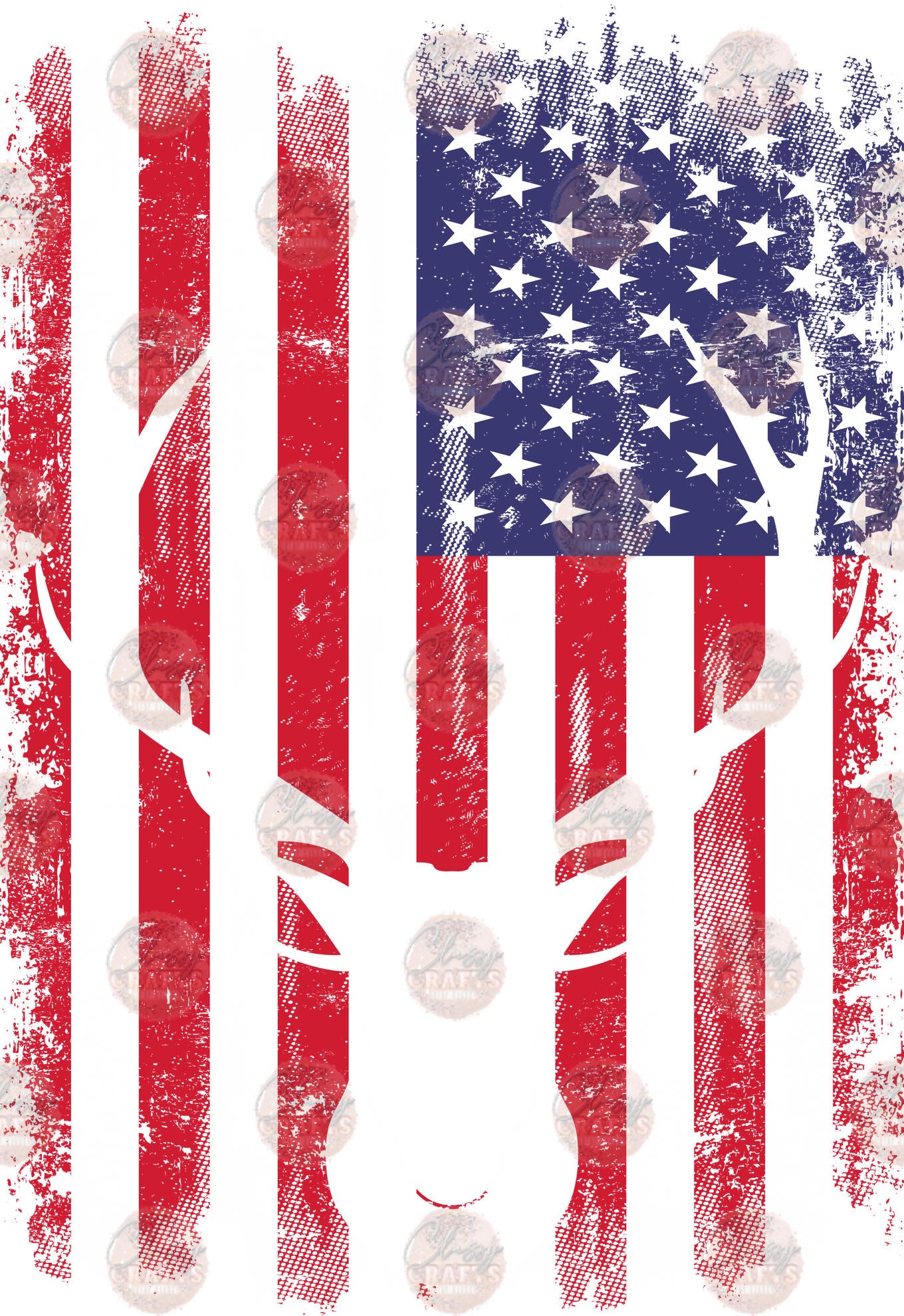 Deer Hunting American Flag Transfer