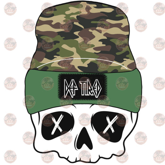 Def Tired Skull Beanie Transfer