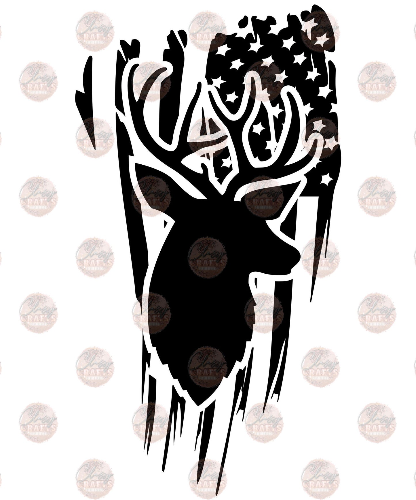 Distressed American Flag Deer Transfer