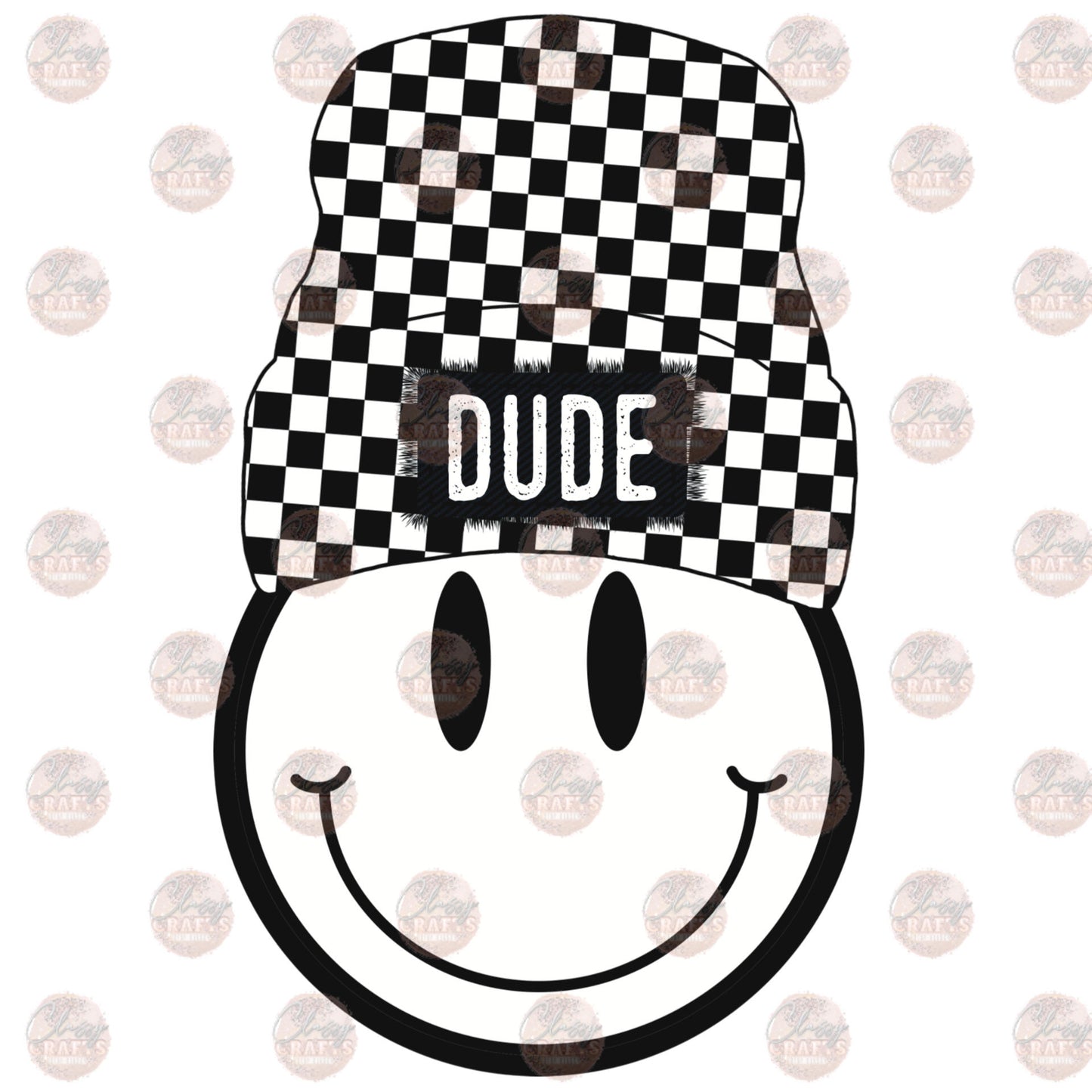 Dude Checker Smiley Beanie Transfer