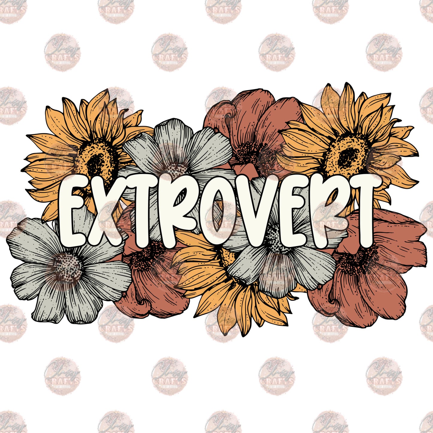 Extrovert Boho Floral Transfer