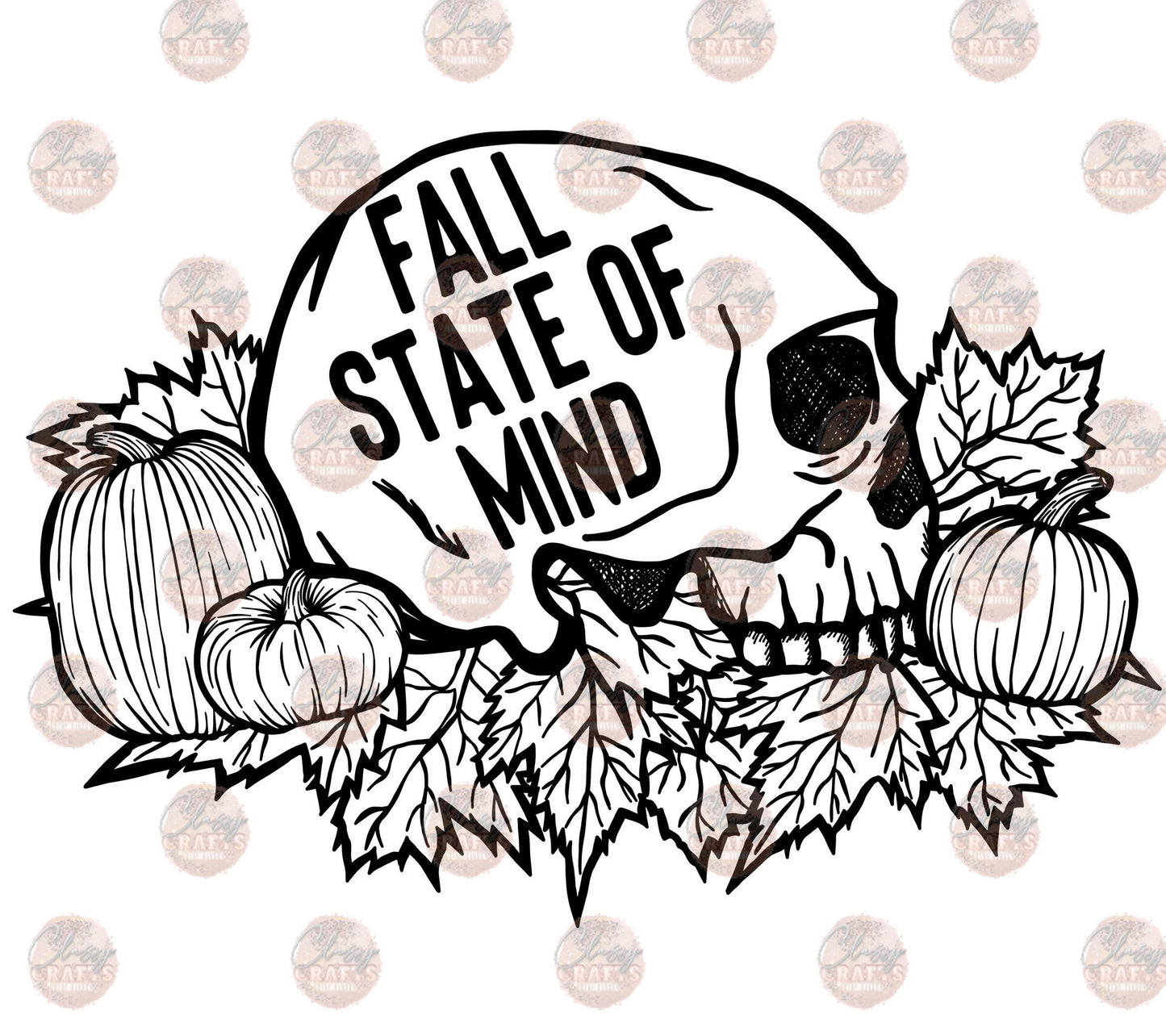 Fall State of Mind Words B&W Transfer