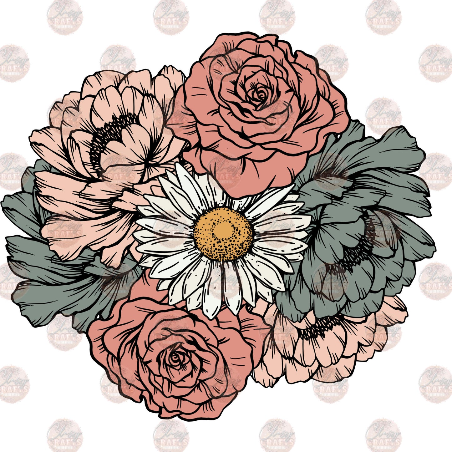 Floral Daisy Mix Transfer