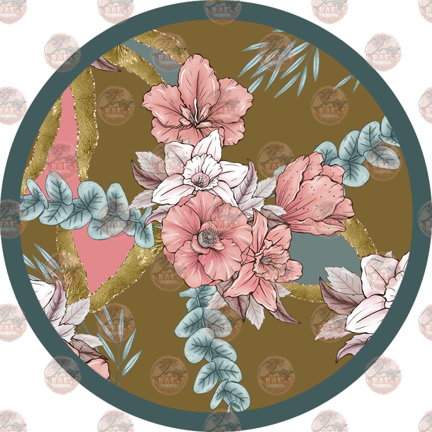 Floral Design 17 Car Coaster - Sublimation Transfer