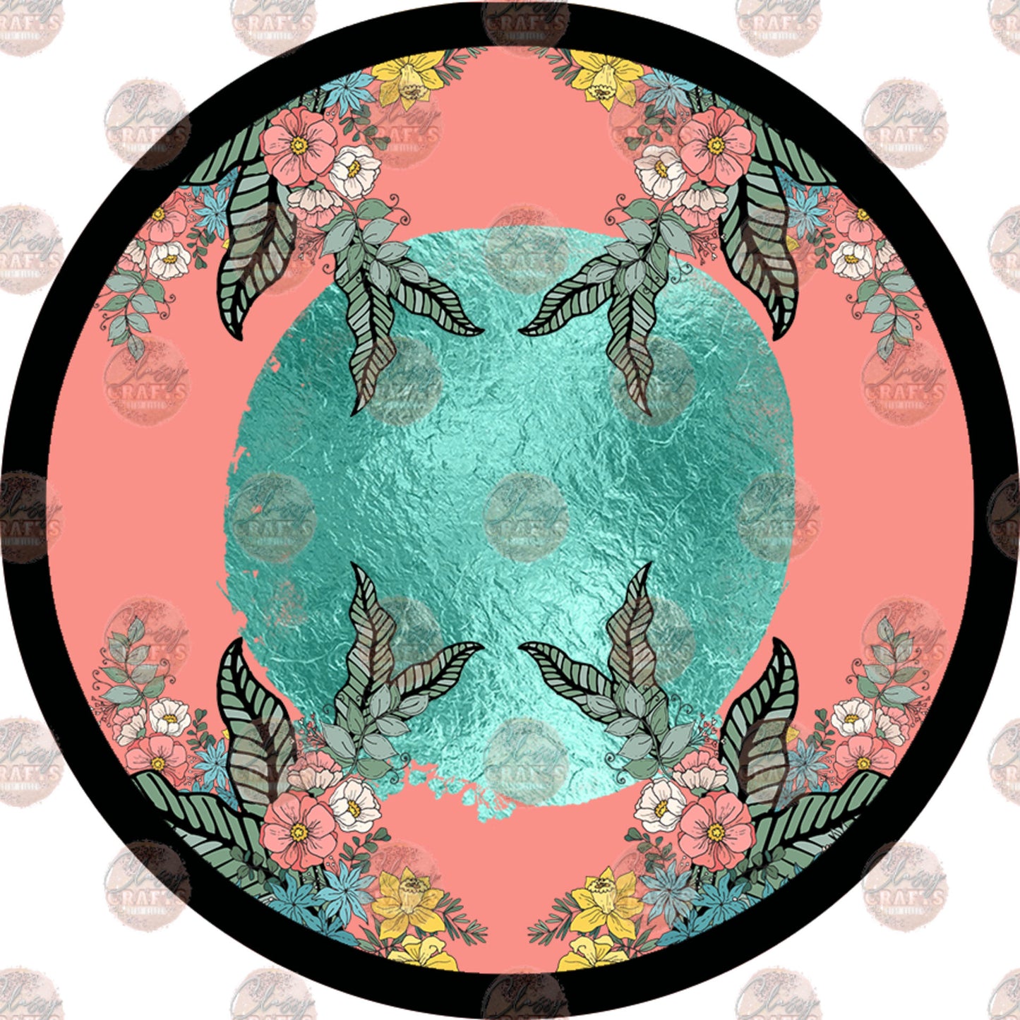 Floral Design 25 Car Coaster - Sublimation Transfer