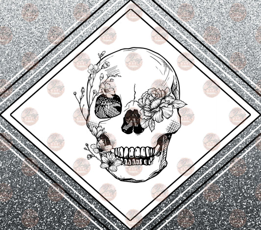 Floral Skellie Black Tumbler Wrap