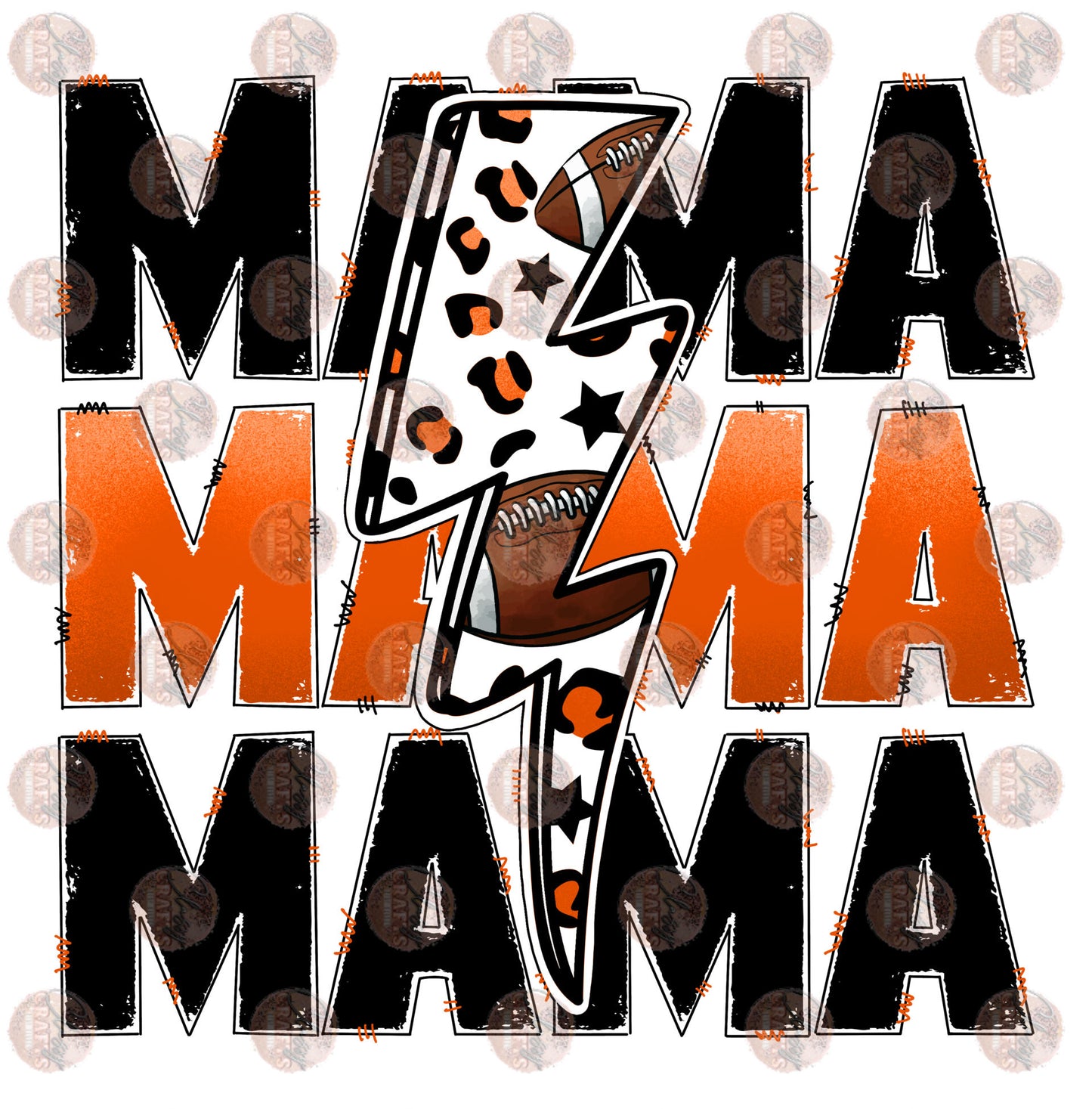 Football Mama Orange Bolt Transfer