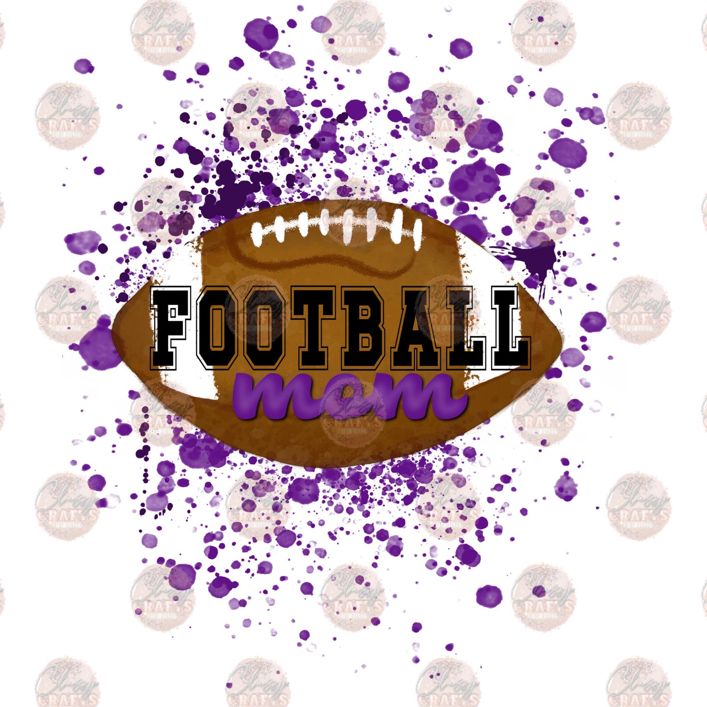Football Mom Purple Splatter Transfer