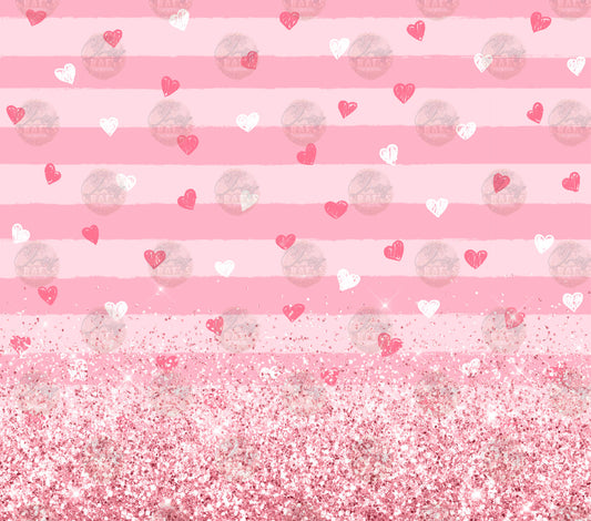 Glitter Heart Stripe Tumbler Wrap