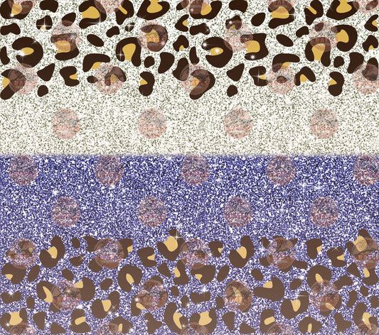 Glitter Leopard Silver Blue Tumbler Wrap