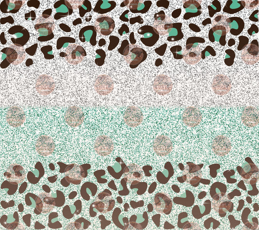 Glitter Leopard Silver Mint Tumbler Wrap