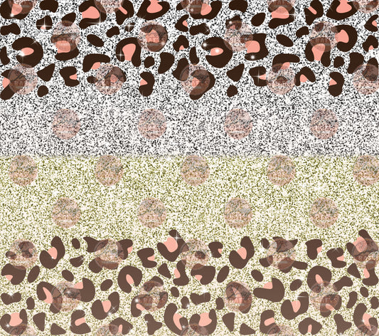 Glitter Leopard Silver & Gold Tumbler Wrap