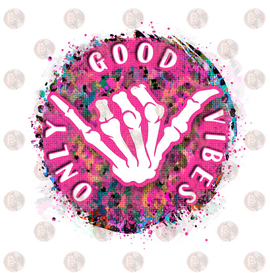 Good Vibes Only Pink Cheetah Transfer