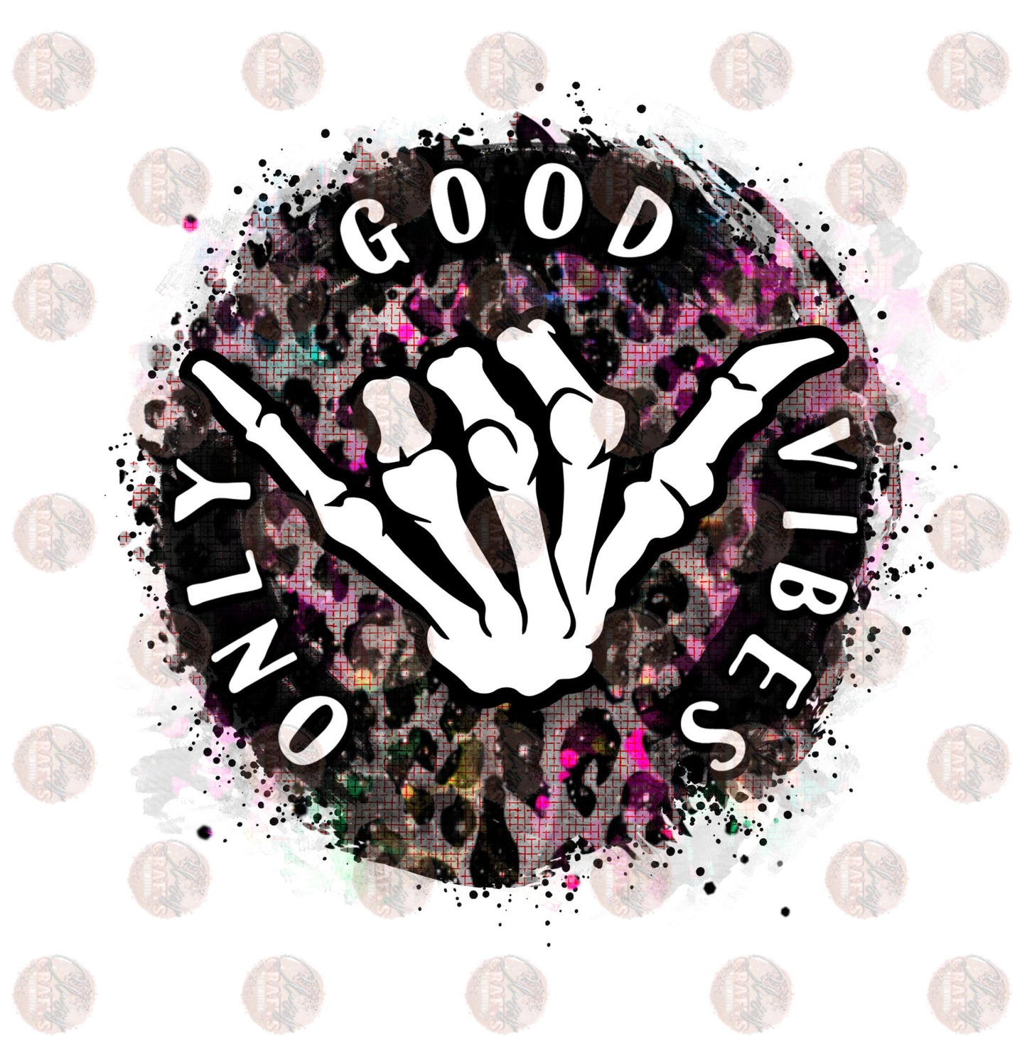 Good Vibes Only Pink & Gray Cheetah Transfer