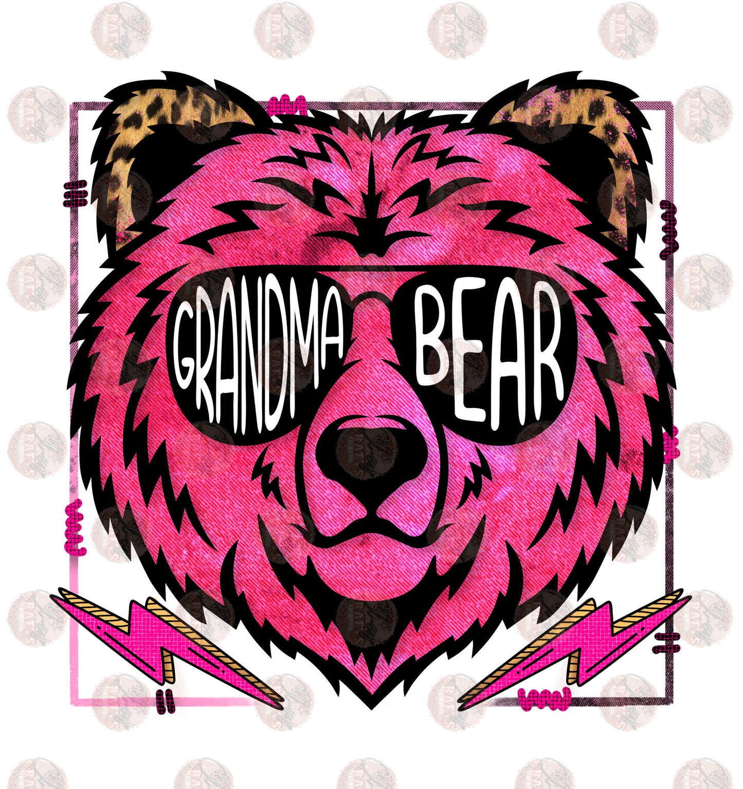 Grandma Bear Pink Transfer