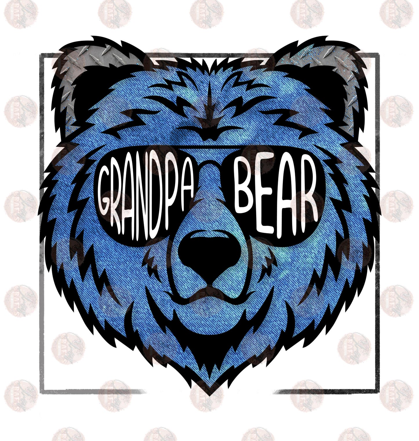 Grandpa Bear Blue Transfer